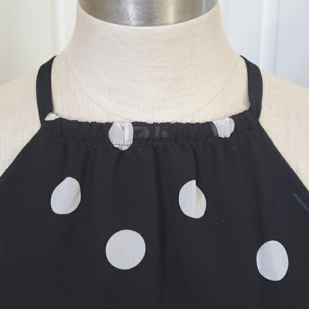 Banana Republic Black White Polka Dot Halter Midi Dress Size 2 - Picture 7 of 17